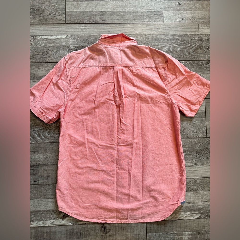 Vans Off The Wall Button Down Shirt - Large Classic Fit Pink/Salmon 100% Cotton - Picture 2 of 7